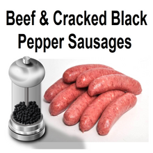 Load image into Gallery viewer, Beef and Cracked Black Pepper Sausages 400g
